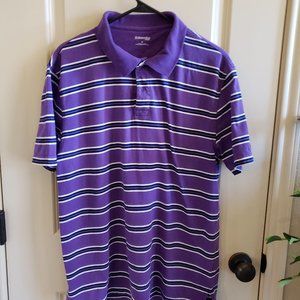 Purple and White Striped Polo Shirt